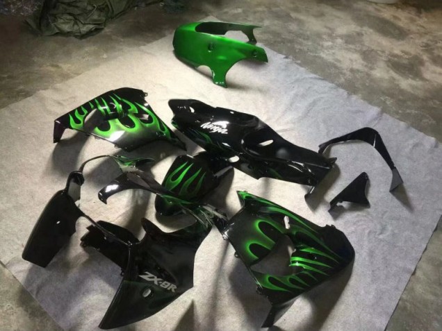 Online ZX9R 00-01 Verkleidungen - Glänzend Schwarze Grüne Flamme