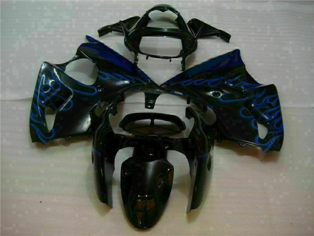 Online ZX6R 00-02 Verkleidungen - Schwarz mit Blaur Flamme Online ZX6R 00-02 Verkleidungen - Schwarz mit Blaur Flamme