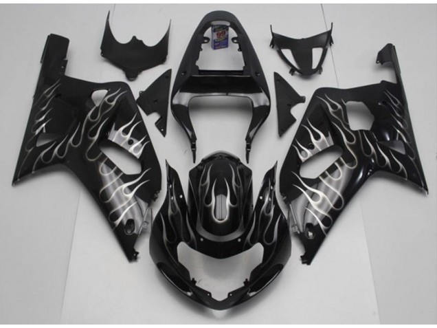 Online GSXR 600 / 750 K1 K2 K3 01-03 Verkleidungen - Schwarze Weiße Flamme Online GSXR 600 / 750 K1 K2 K3 01-03 Verkleidungen - Schwarze Weiße Flamme