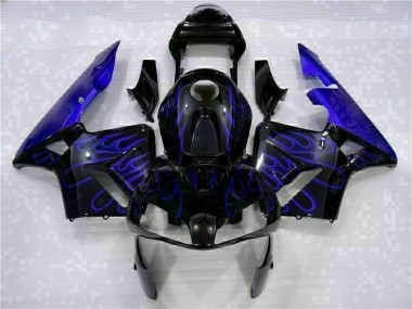 Online CBR 600 RR 03-04 Verkleidungen - Schwarz mit Blaur Flamme
