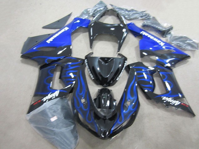 Online ZX6R 05-06 Verkleidungen - Schwarz Blau Flammen Ninja 636 Online ZX6R 05-06 Verkleidungen - Schwarz Blau Flammen Ninja 636