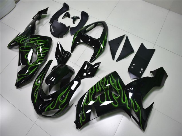 Online ZX10R 06-07 Verkleidungen - Schwarze Grüne Flamme Online ZX10R 06-07 Verkleidungen - Schwarze Grüne Flamme