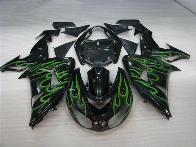 Online ZX10R 06-07 Verkleidungen - Schwarze Grüne Flamme Online ZX10R 06-07 Verkleidungen - Schwarze Grüne Flamme