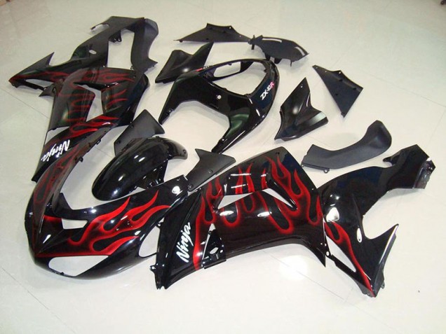 Online ZX10R 06-07 Verkleidungen - Schwarz rote Flamme Online ZX10R 06-07 Verkleidungen - Schwarz rote Flamme