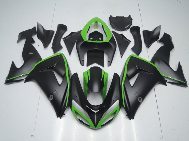 Online ZX10R 06-07 Verkleidungen - Matt Schwarz mit Grünem Streifen Online ZX10R 06-07 Verkleidungen - Matt Schwarz mit Grünem Streifen