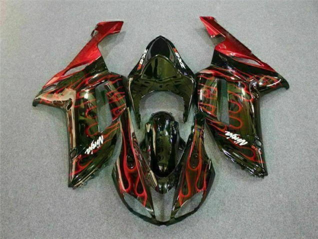 Online ZX6R 07-08 Verkleidungen - Schwarz rote Flamme Online ZX6R 07-08 Verkleidungen - Schwarz rote Flamme