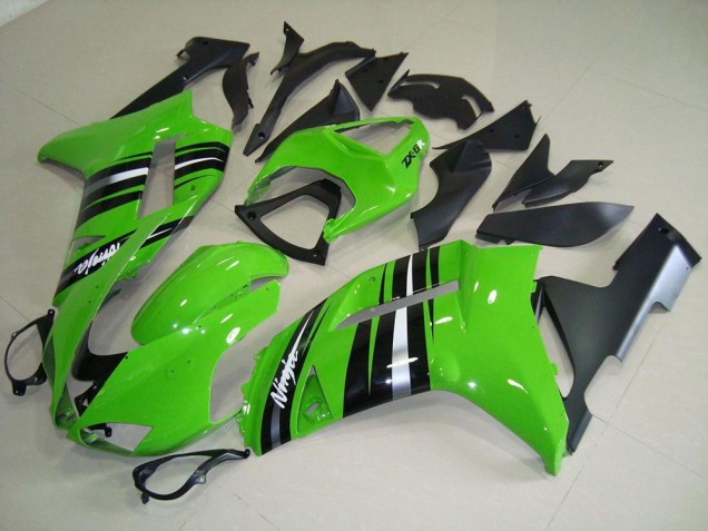Online ZX6R 07-08 Verkleidungen - Grüne und silberne Streifen Online ZX6R 07-08 Verkleidungen - Grüne und silberne Streifen