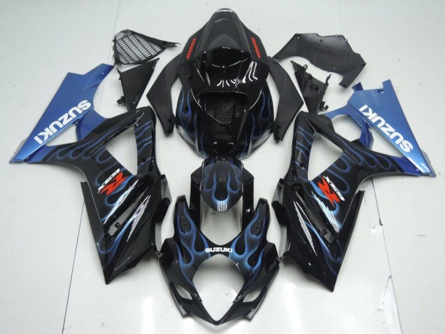 Online GSXR 1000 K7 07-08 Verkleidungen - Schwarze Blau Flamme Online GSXR 1000 K7 07-08 Verkleidungen - Schwarze Blau Flamme