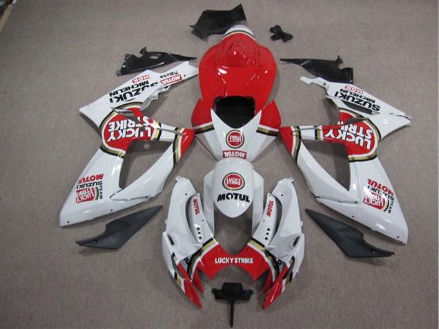 Online GSXR 1000 K5 05-06 Verkleidungen - Weiß Lucky Strike Rot Motul Online GSXR 1000 K5 05-06 Verkleidungen - Weiß Lucky Strike Rot Motul