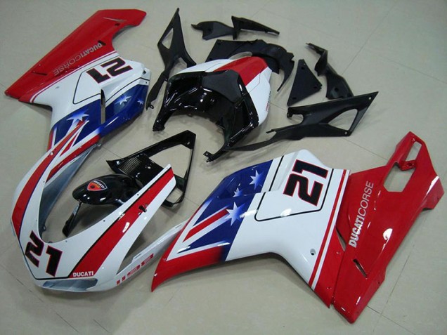 Online Ducati 848 1098 1198 07-14 Verkleidungen - Schwarz Weiß Rot 21