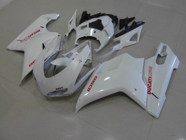 Online Ducati 848 1098 1198 07-14 Verkleidungen - Perl Weiß mit roten Aufklebern