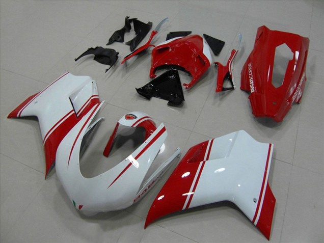 Online Ducati 848 1098 1198 07-14 Verkleidungen - Weiß Und Rot Rennen Version
