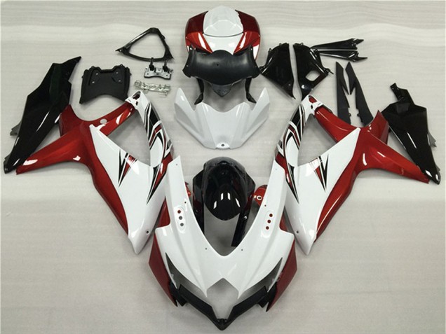 Online GSXR 600 / 750 K8 08-10 Verkleidungen - Weiß Rot Schwarz Online GSXR 600 / 750 K8 08-10 Verkleidungen - Weiß Rot Schwarz