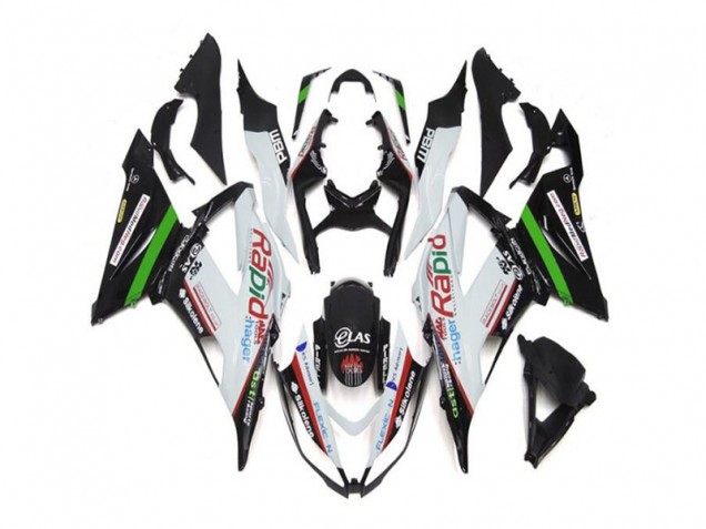 Online ZX6R 13-18 Verkleidungen - Weiß Schwarz Online ZX6R 13-18 Verkleidungen - Weiß Schwarz